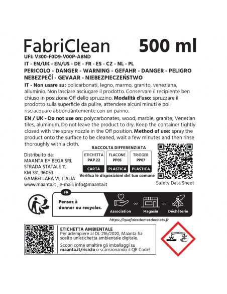FabriClean: il detergente per la pulizia delle tende da sole Maanta