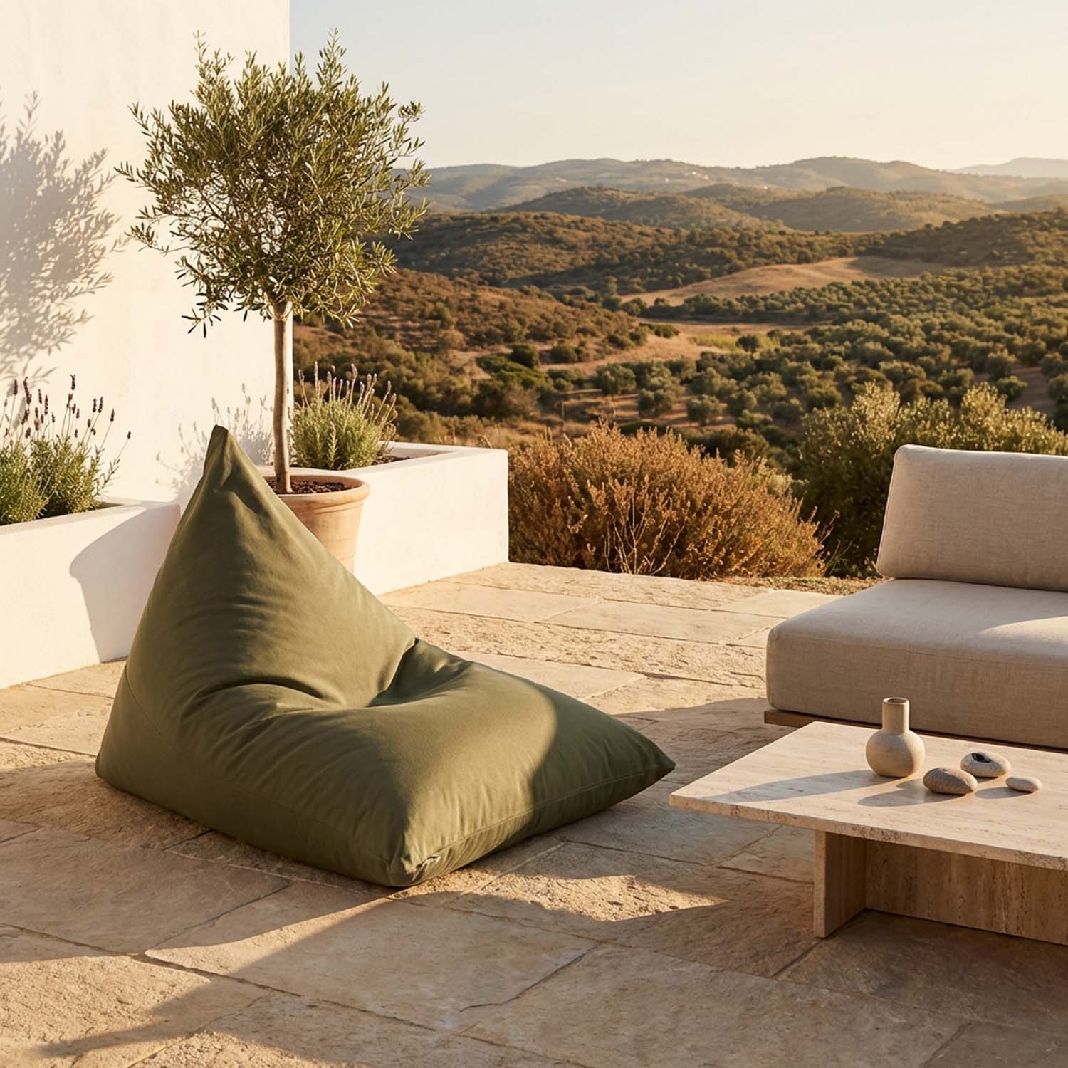 Thera: Pouf da Esterno in Bouclé di Polipropilene 2