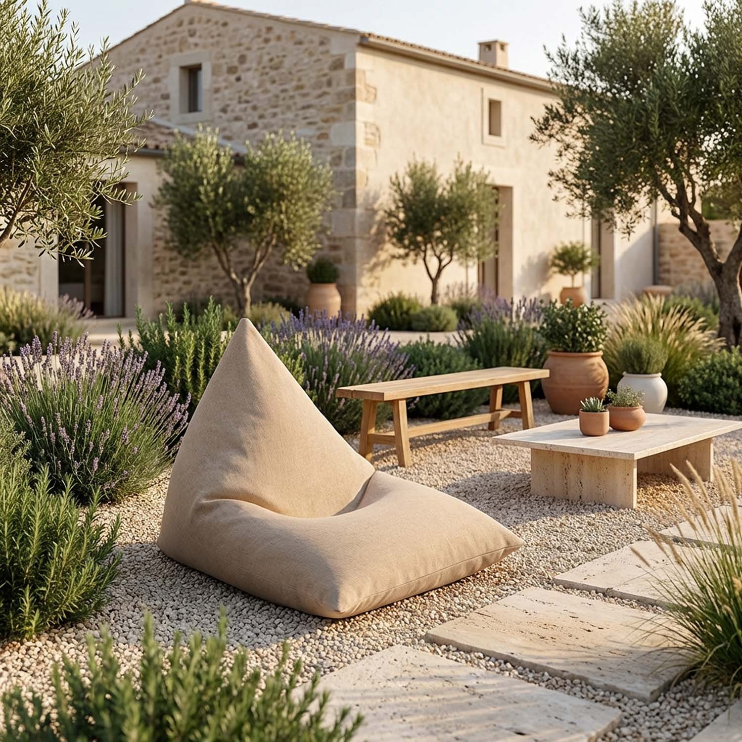 Thera: Pouf da Esterno in Bouclé di Polipropilene 2