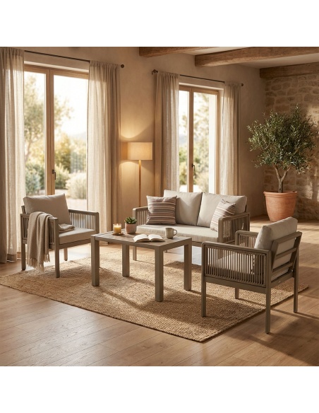 Genova: Salottino Artigianale con Corda Intrecciata a Mano