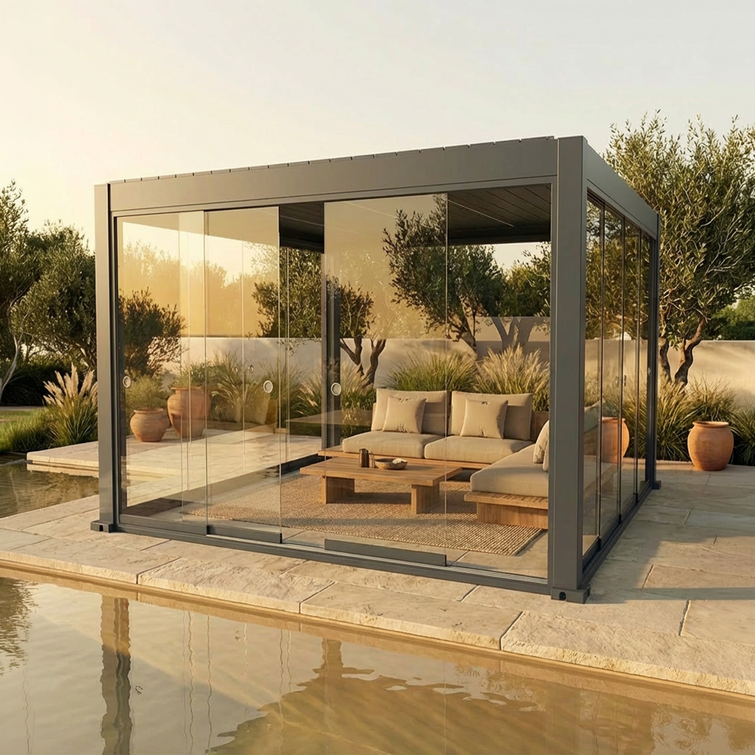 Vetrate Scorrevoli per Lyra T6 - Pergola Chiusa con Vetri 2