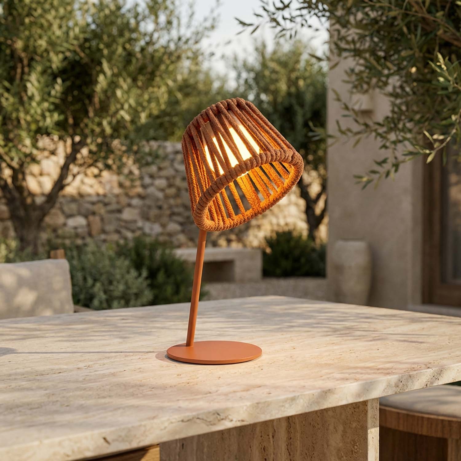 Mini Ropelle: Lampada da Tavolo Ricaricabile in Corda Olefin