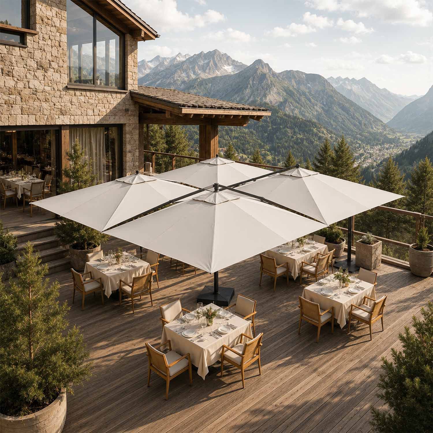Cygnus Qadro: Ombrellone Cantilever a Quattro Teli 6×6 m 2