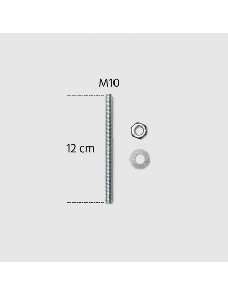 Set 4 Barre Filettate Acciaio Zincato M10 12cm
