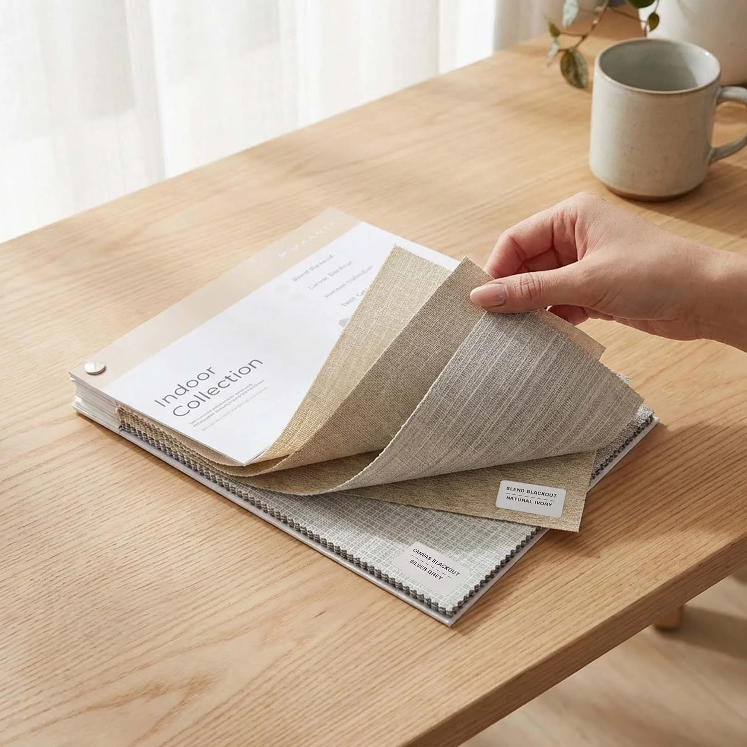 Campioni tessuti tende a rullo da interno Maanta